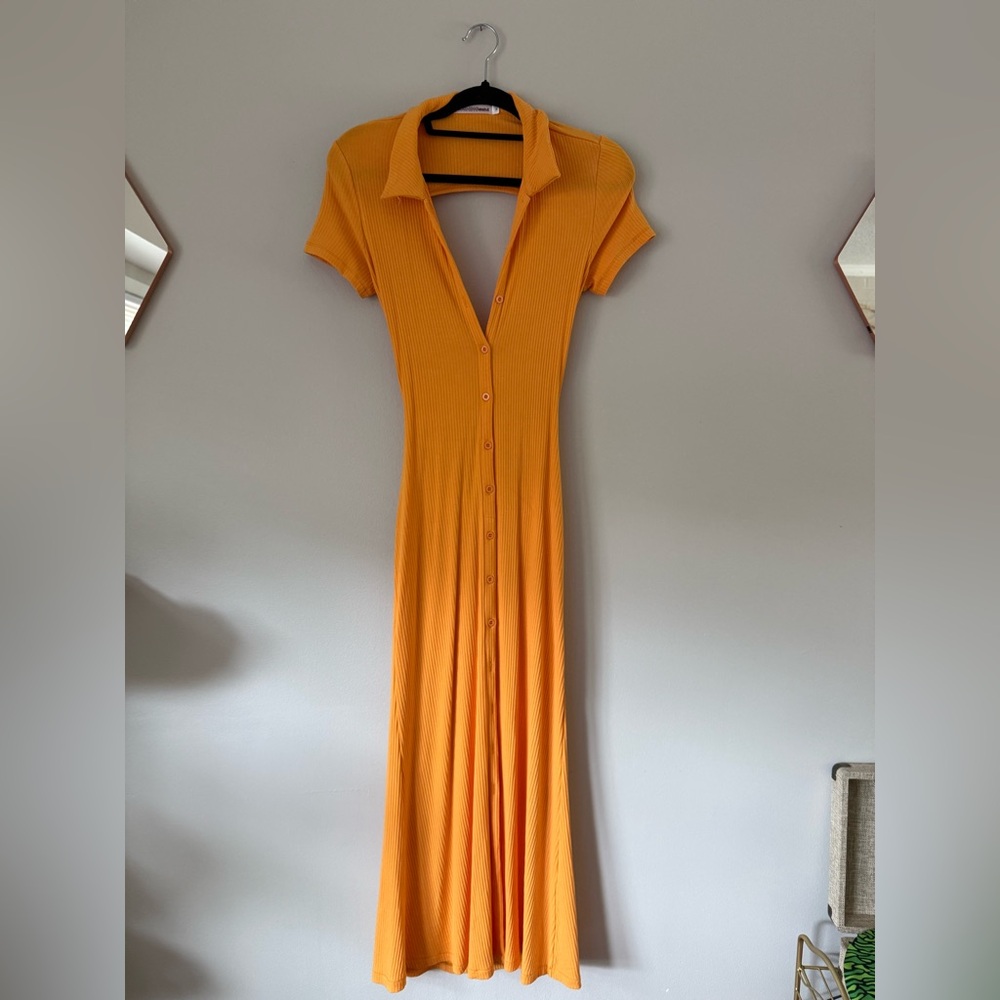 HELLO MOLLY Orange Button-Down Maxi Dress | S